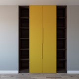Встроенный распашной шкаф Коэн с полками желтый