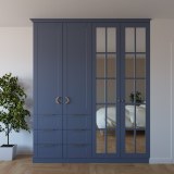Шкаф темно-голубого цвета Рианнон с четыремя дверьми