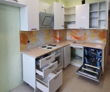 Кухня в стиле Модерн с открытыми ящиками фото